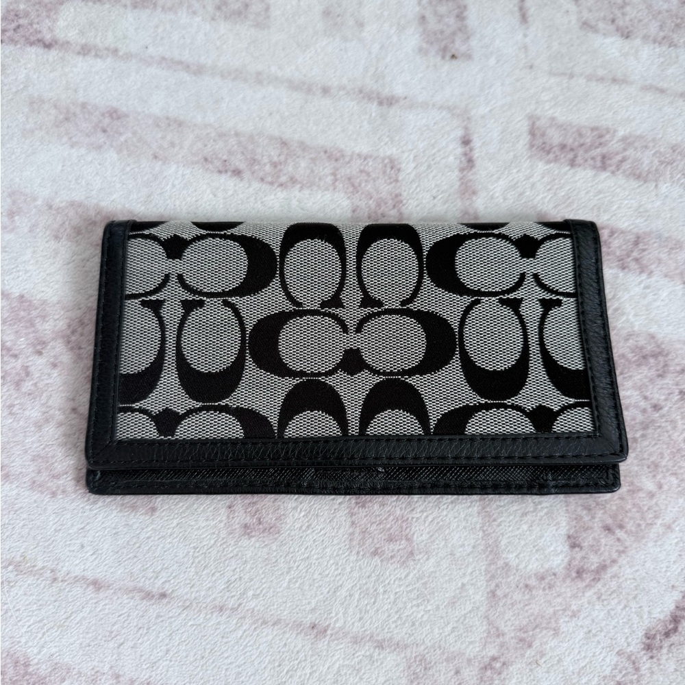 Coach Black and Gray Signature Checkbook